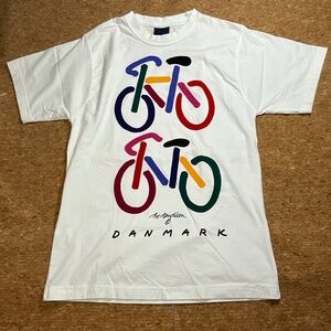 Vintage Bo Bendixen Bike Art Tee Denmark White Medium Unisex 90s Graphic T-Shirt